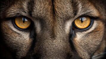 A close up of a cougar's eyes photo