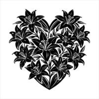 Lily flowers arranged in a heart shape vector