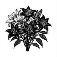 Lily bouquet with lilacs and freesias vector