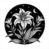Moonlit Lily Field Free Moonlit Lily Field. vector