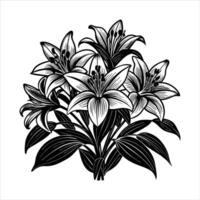 Lily bouquet with lilacs and freesias. vector