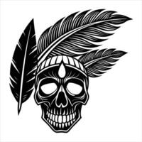 Skull with Indian Feather vector
