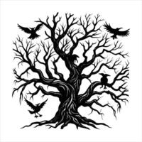 Spooky Tree With Crows vector