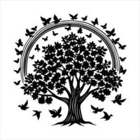 Tree With Birds Clipart vector