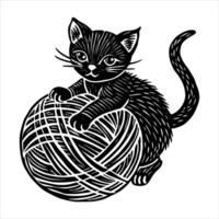 Cat Playing With Ball vector