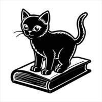 Cat Standing With A Book vector