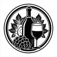 Bottle set of wine Symbol of alcoho vector