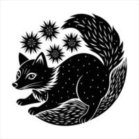 A playful arctic fox jumping in the snow. vector
