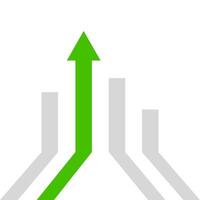 arrows rising on the wall, growth chart or graph investment - booming economic growth breaking record. business arrow target direction concept to success. vector