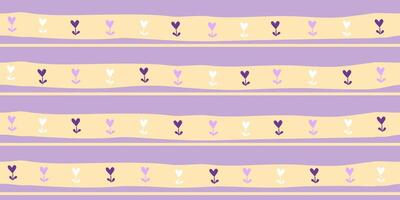 Cute hand drawn hearts shape with beige color abstract stripes. Design elements for Valentine's day on purple background. vector