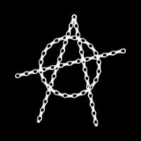 chain in the shape of the anarchy logo on a black background vector