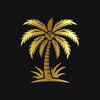 Golden Palm Tree Silhouette with Elegant Design vector