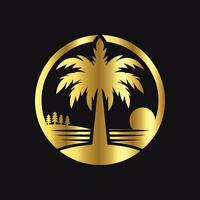 Elegant Gold Palm Tree Silhouette Icon vector