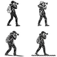 Behind the Camera Silhouetted Photographers at Work vector
