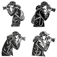 The Art of Photography Silhouetted Photographers at Work vector
