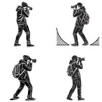 Shadows of Creativity Silhouetted Photographers in Motion vector