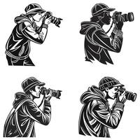 Capturing the World Silhouetted Photographers in Action vector