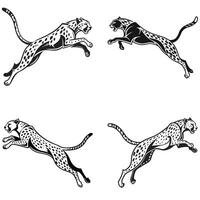 Lightning Speed Cheetah Silhouettes in Action vector