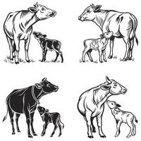 Artistic Cattle Silhouettes Majestic Forms in Motion vector