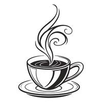 Artistic Tea and Coffee Silhouettes with Steam and Cups vector
