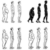 The Power of Change Silhouettes from Heavy to Fit vector
