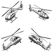 Helicopter Silhouettes in Motion Aerial Dynamics vector