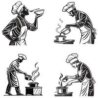 Culinary Performance The Motion of Master Chefs vector