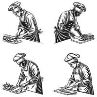 Silhouettes of Flavor Chefs in Action vector
