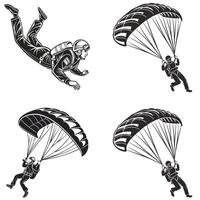 Skydiving Shadows The Art of Freefall and Parachute Descent vector