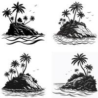 tropical island palm trees, isolated on white background vector