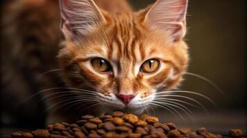 A close up of a cat eating food photo