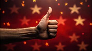 A hand giving the thumbs up with stars in the background photo