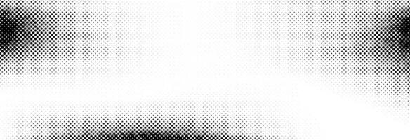 Dotted halftone texture background. Black and white pop art gradient overlay. Fading grunge grit noise wallpaper. Weathered pixelated comic backdrop. Bitmap subtle vanishing surface vector