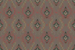 Seamless pattern ethnic abstract background round ikat patterngeometric curve design for fashion clothes, textile, wrapping, decoration background. vector