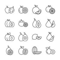 A set of fruit icons in a line vector