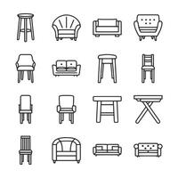 A set of chairs and couches are shown in a line vector