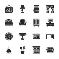 A black and white image of various furniture items vector
