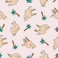 Seamless Pattern of Camel Animal Palm Background for Fashion Wrapping Print Fabric Surface vector