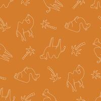 Outline Seamless Pattern of Camel Animal Palm Background for Fashion Wrapping Print Fabric Surface vector