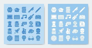 education icon set Containing badge, book, boy, brain, calculator, date, education and more vector
