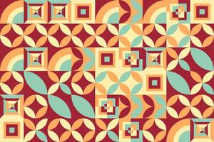 retro brown color pattern with geometric shapes vector