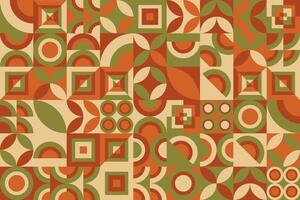 retro geometric pattern in orange, green and brown vector