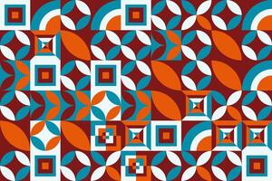 blue white brown color patterns with squares and circles vector