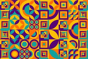 a colorful pattern with squares and circles vector