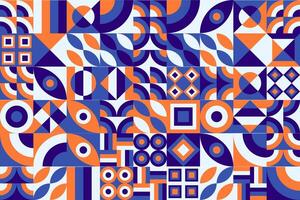 a blue and orange pattern with geometric shapes vector