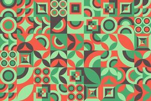 a green and red pattern with many different shapes vector