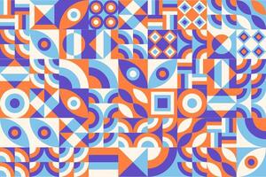 blue orange color pattern with geometric shapes and circles vector