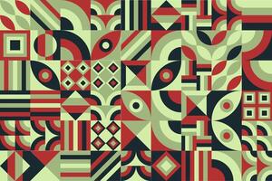 green and brown color pattern with geometric shapes vector