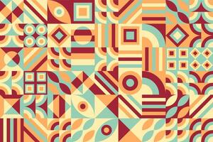 retro brown colors pattern with geometric shapes vector