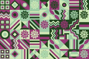 a green and purple pattern with geometric shapes vector